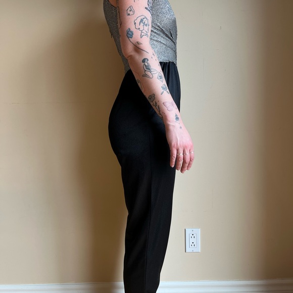 Vintage 70s metallic silver and black jumpsuit - Picture 2 of 6